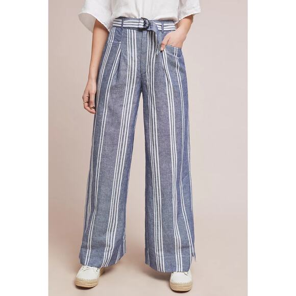 Anthropologie Beachy Linen Wide Leg Pants Size 4 - Picture 1 of 11